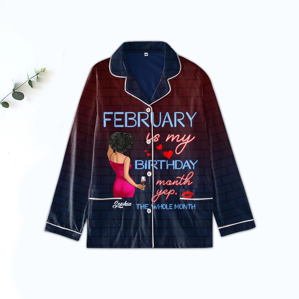Women&#39;s Pajamas Set For February Woman, A Queen Was Born In February, Birthday Pajamas, Birthday Gifts For February Woman, Custom Birthday Gifts