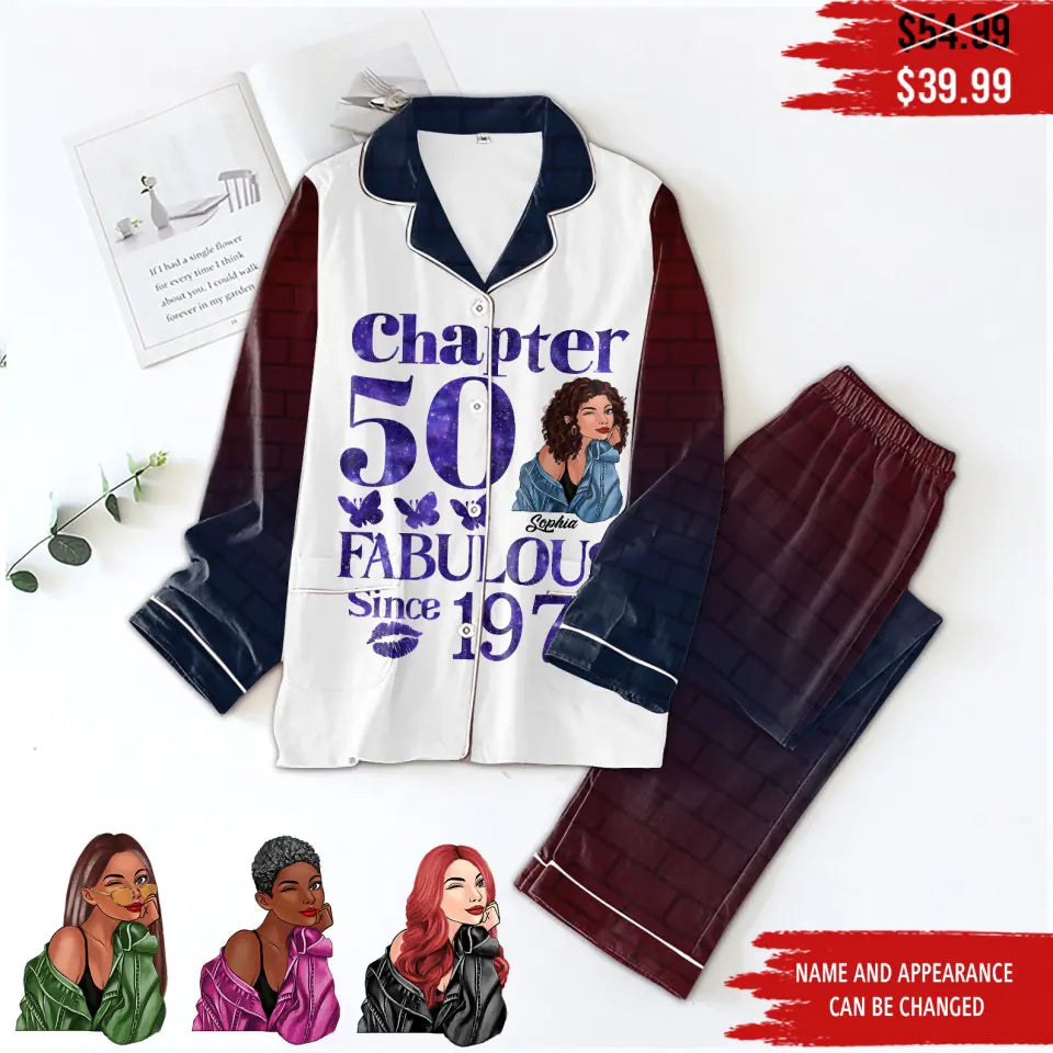 Chapter 50, Fabulous Since 1973 50th Birthday Unique Pajamas Set For Woman, Custom Birthday Pajamas, Her Gifts For 50 Years Old , Turning 50 Birthday Women&#39;s Pajamas Set