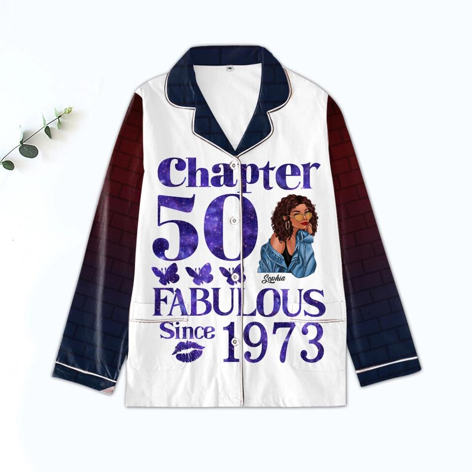 Chapter 50, Fabulous Since 1973 50th Birthday Unique Pajamas Set For Woman, Custom Birthday Pajamas, Her Gifts For 50 Years Old , Turning 50 Birthday Women&#39;s Pajamas Set