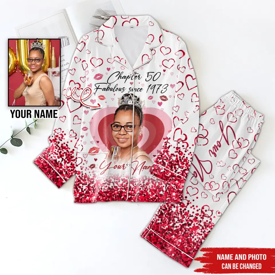 Chapter 50, Fabulous Since 1973 50th Birthday Unique Pajamas Set For Woman, Custom Birthday Pajamas, Her Gifts For 50 Years Old , Turning 50 Birthday Women&#39;s Pajamas Set