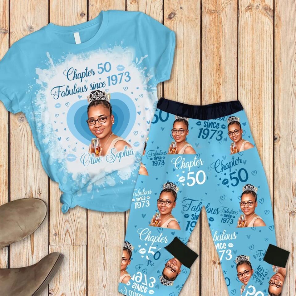 Chapter 50, Fabulous Since 1973 50th Birthday Unique Pajamas Set For Woman, Custom Birthday Pajamas, Her Gifts For 50 Years Old , Turning 50 Birthday Women&#39;s Pajamas Set