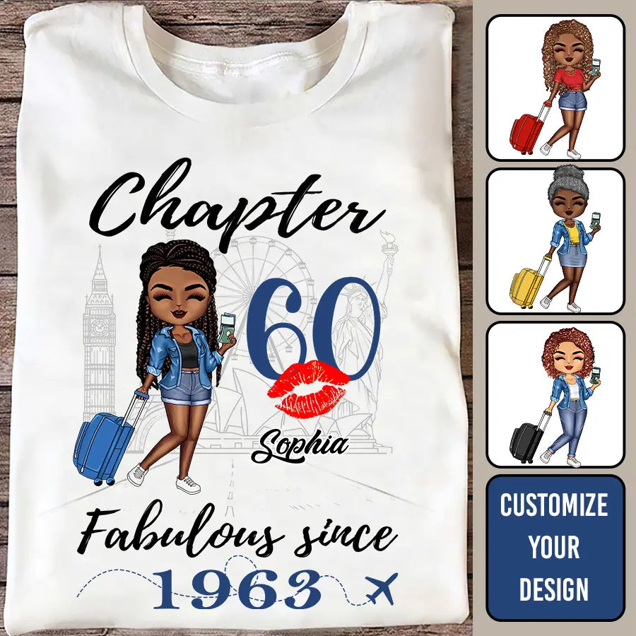 Chapter 60, Fabulous Since 1963 60th Birthday Unique T Shirt For Woman, Custom Birthday Shirt, Her Gifts For 60 Years Old , Turning 60 Birthday Cotton Shirt