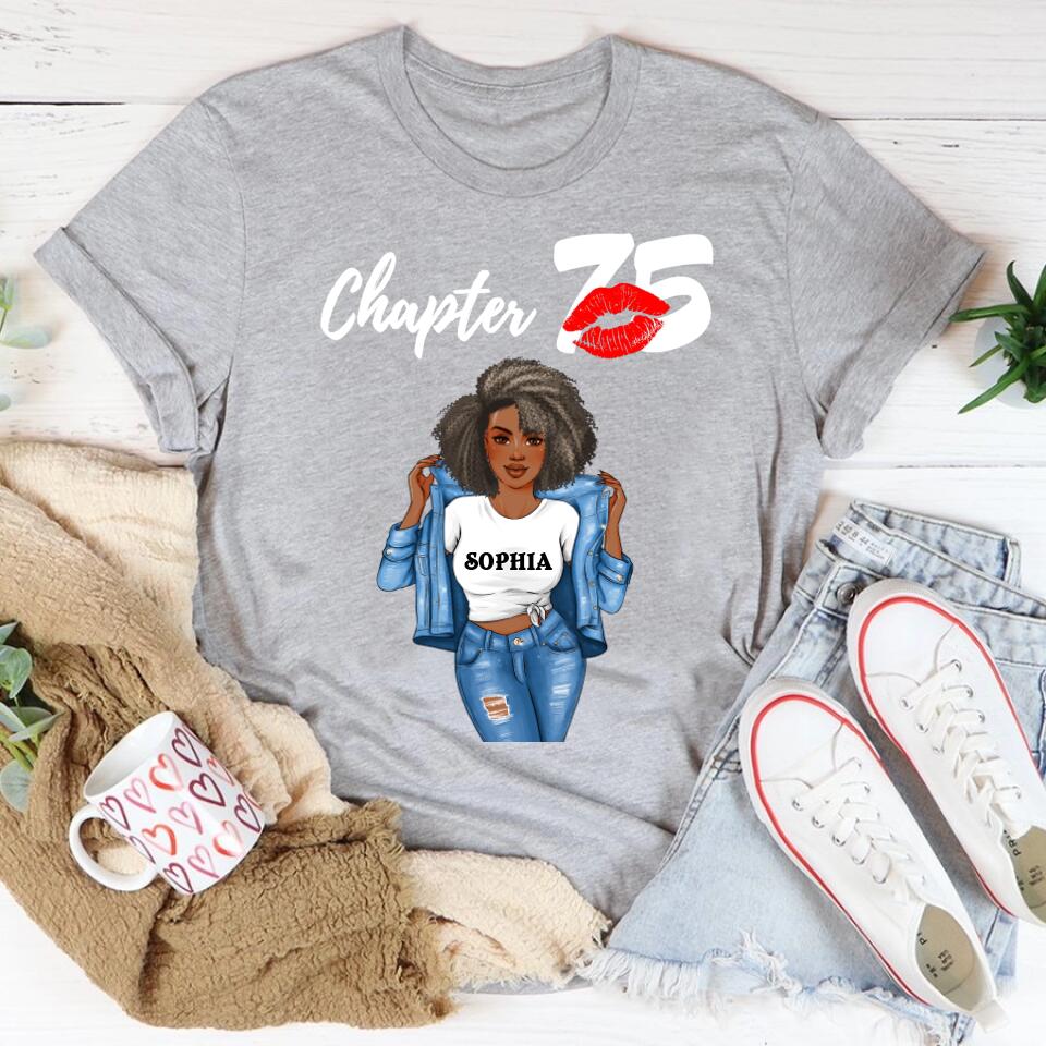 Custom Birthday Shirts, Chapter 75, Fabulous Since 1948 75th Birthday Unique T Shirt For Woman, Her Gifts For 75 Years Old, Turning 75 Birthday Cotton Shirt