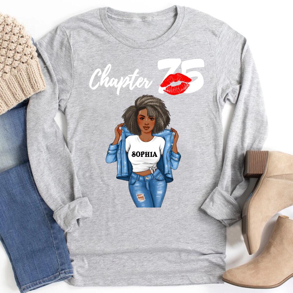 Custom Birthday Shirts, Chapter 75, Fabulous Since 1948 75th Birthday Unique T Shirt For Woman, Her Gifts For 75 Years Old, Turning 75 Birthday Cotton Shirt