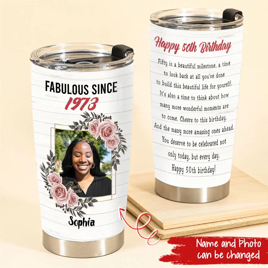 Personalized Tumbler - 50th Birthday Tumbler, Personalized 50th Birthday Gifts, 50th Gift Ideas For Her