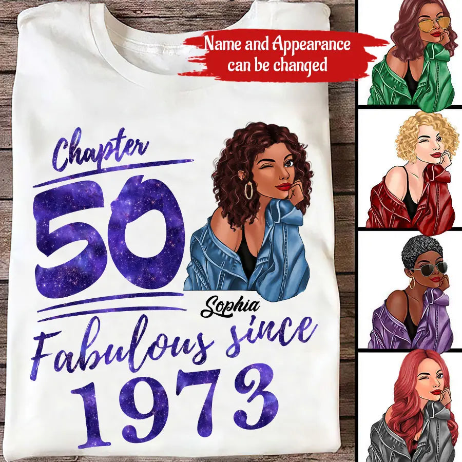 50th Birthday Shirts, Custom Birthday Shirts, Turning 50 Shirt, Gifts For Women Turning 50, 50 And Fabulous Shirt, 1973 Shirt, 50th Birthday Shirts For Her