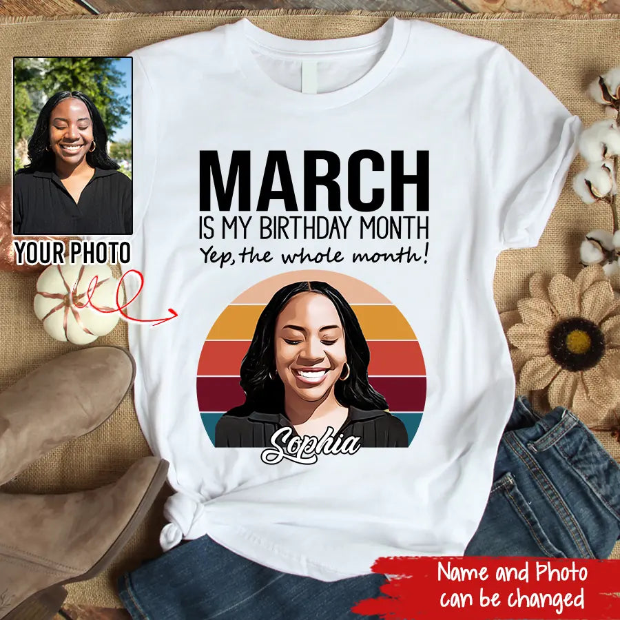 Custom March Birthday Shirt For Woman, Queens was Born In March Gifts, Melanin Afro Woman Shirt, Black Girl Tee, Afro Queen Gift