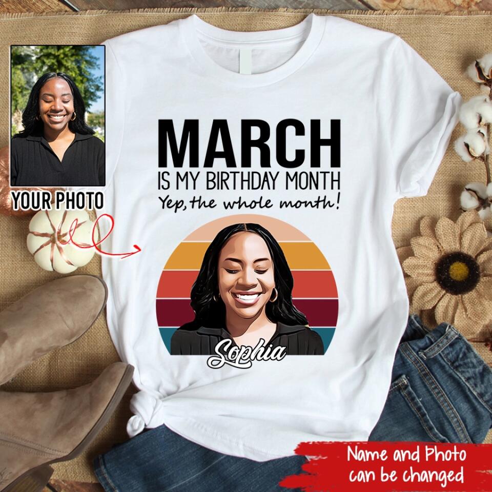 Custom March Birthday Shirt For Woman, Queens was Born In March Gifts, Melanin Afro Woman Shirt, Black Girl Tee, Afro Queen Gift