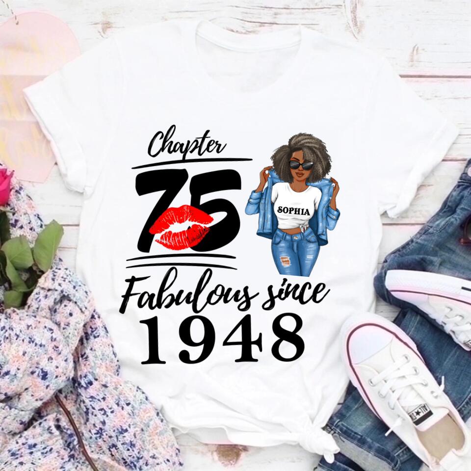 75th birthday shirts for her, Personalised 75th birthday gifts, 1948 t shirt, 75 and fabulous shirt, 75th birthday shirt ideas, gift ideas 75th birthday woman