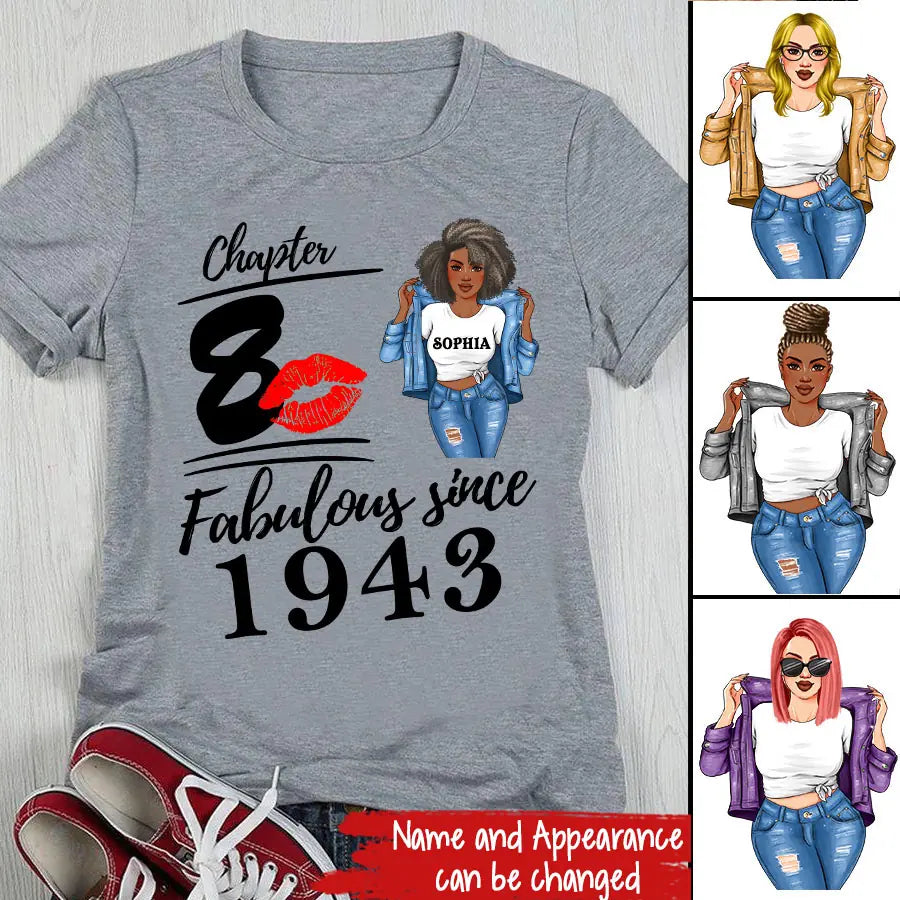 80th birthday shirts for her, Personalised 80th birthday gifts, 1943 t shirt, 80 and fabulous shirt, 80th birthday shirt ideas, gift ideas 80th birthday woman