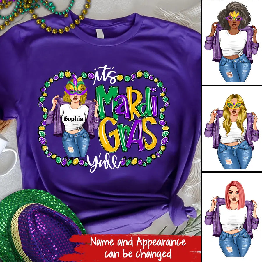 It&#39;s Mardi Gras Y&#39;all, Mardi Gras Shirt, Adult Mardi Gras Shirt, New Orleans Tee, Custom Mardi Gras Shirt