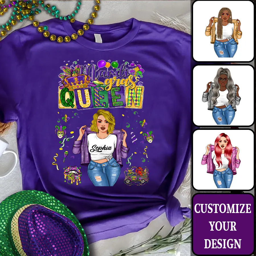 Mardi Gras Queen Shirt, Mardi Gras Shirt, Fat Tuesday Shirt, Mardi Gras T-shirt, Custom Mardi Gras Tee, Mardi Gras Party Shirt, Mardi Gras Gift