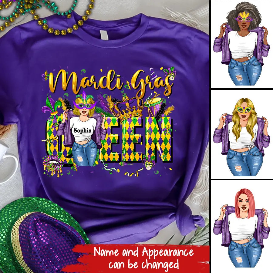 Mardi Gras Queen Shirt, Mardi Gras Shirt, Fat Tuesday Shirt, Mardi Gras T-shirt, Custom Mardi Gras Tee, Mardi Gras Party Shirt, Mardi Gras Gift
