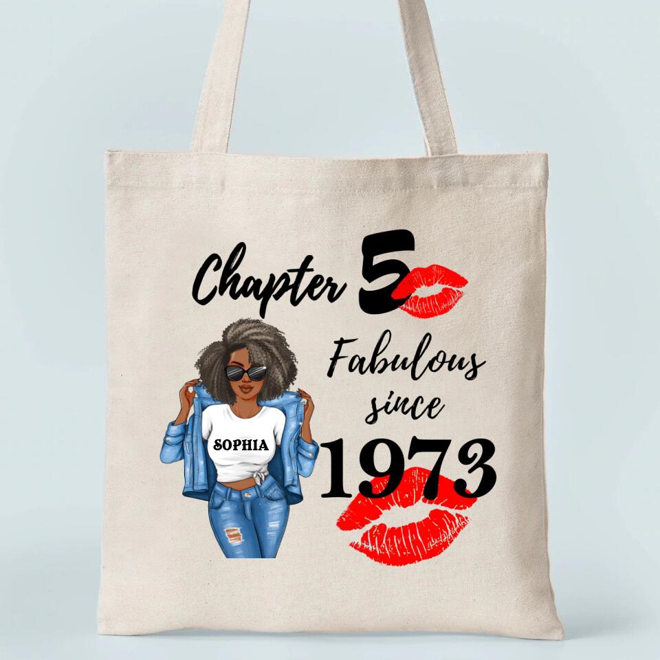 Chapter 50, Fabulous Since 1973 50th Birthday, Her Gifts For 50 Years Old, Turning 50 Birthday, Personalized Tote Bag - Birthday Gift For Her, Girl, Woman