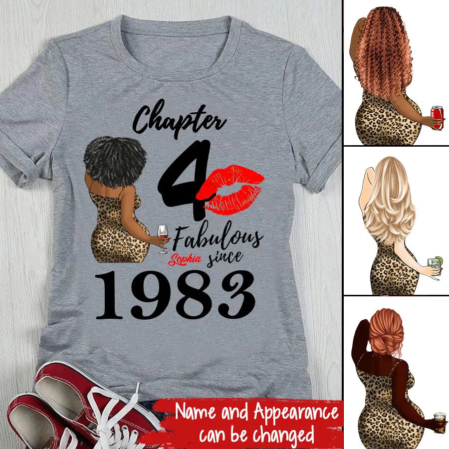 Chapter 40, Fabulous Since 1983 40th Birthday Unique T Shirt For Woman, Custom Birthday Shirt, Her Gifts For 40 Years Old , Turning 40 Birthday Cotton Shirt