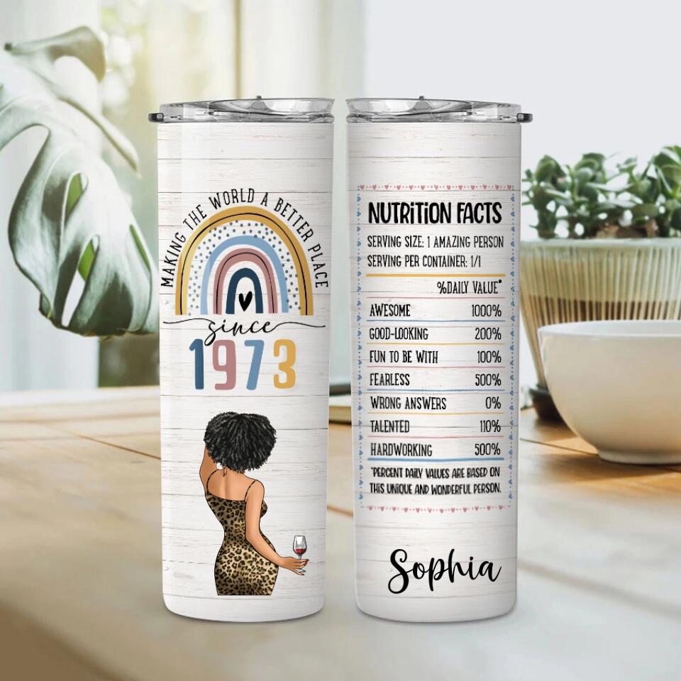 Personalized Skinny Tumbler - 50th Birthday Tumbler, Personalized 50th Birthday Gifts, 50th Gift Ideas For Her