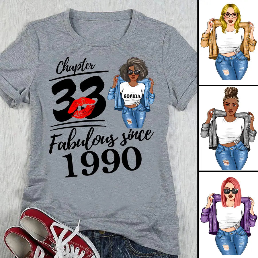 33rd Birthday Shirts For Her, Personalised 33rd Birthday Gifts, 1990 T Shirt, 33 And Fabulous Shirt, 33rd Birthday Shirt Ideas, Gift Ideas 33rd Birthday Woman