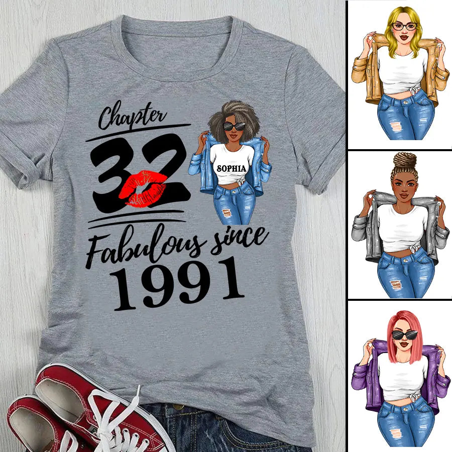 32nd Birthday Shirts, Custom Birthday Shirts, Turning 32 Shirt, Gifts For Women Turning 32, 32 And Fabulous Shirt, 1991 Shirt, 32nd Birthday Shirts For Her