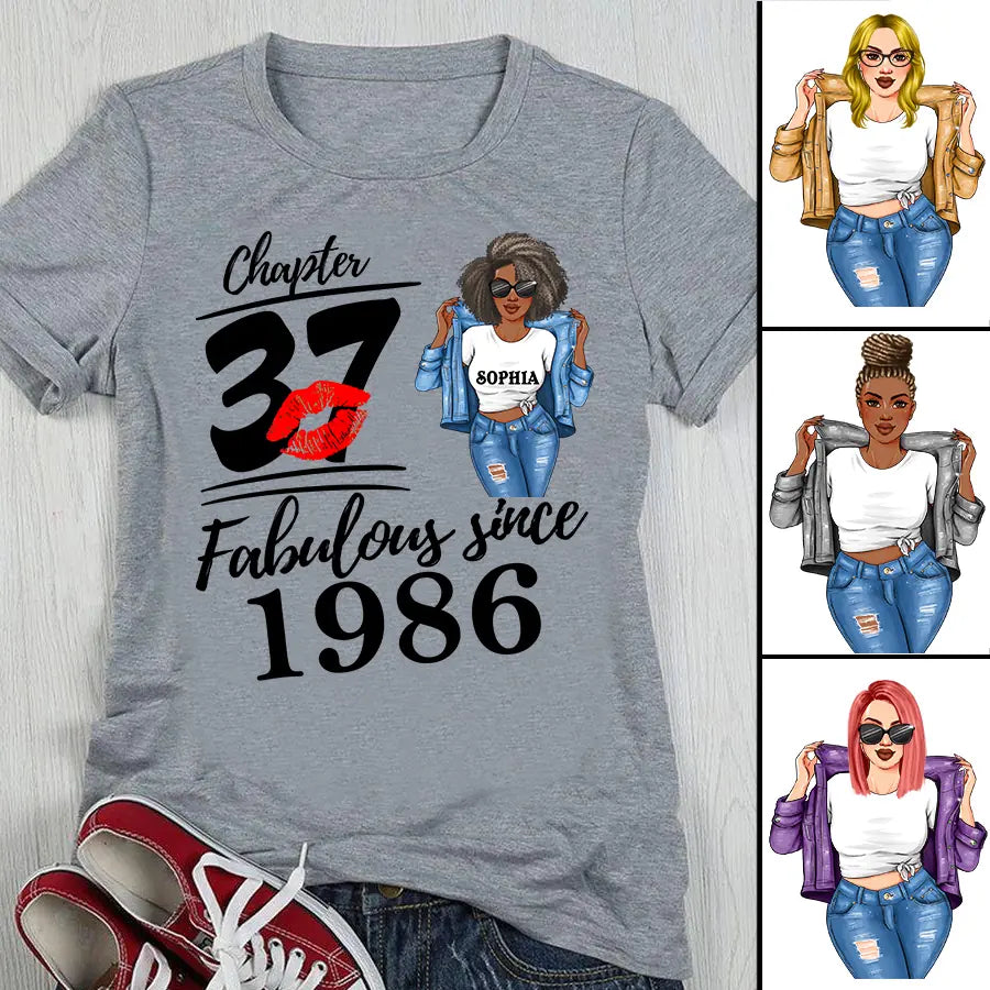 37th Birthday Shirts, Custom Birthday Shirts, Turning 37 Shirt, Gifts For Women Turning 37, 37 And Fabulous Shirt, 1986 Shirt, 37th Birthday Shirts For Her