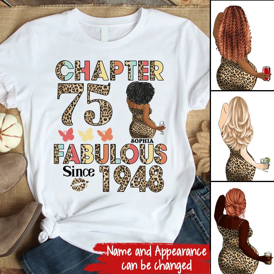Chapter 75, Fabulous Since 1948 75th Birthday Unique T Shirt For Woman, Custom Birthday Shirt, Her Gifts For 75 Years Old , Turning 75 Birthday Cotton Shirt