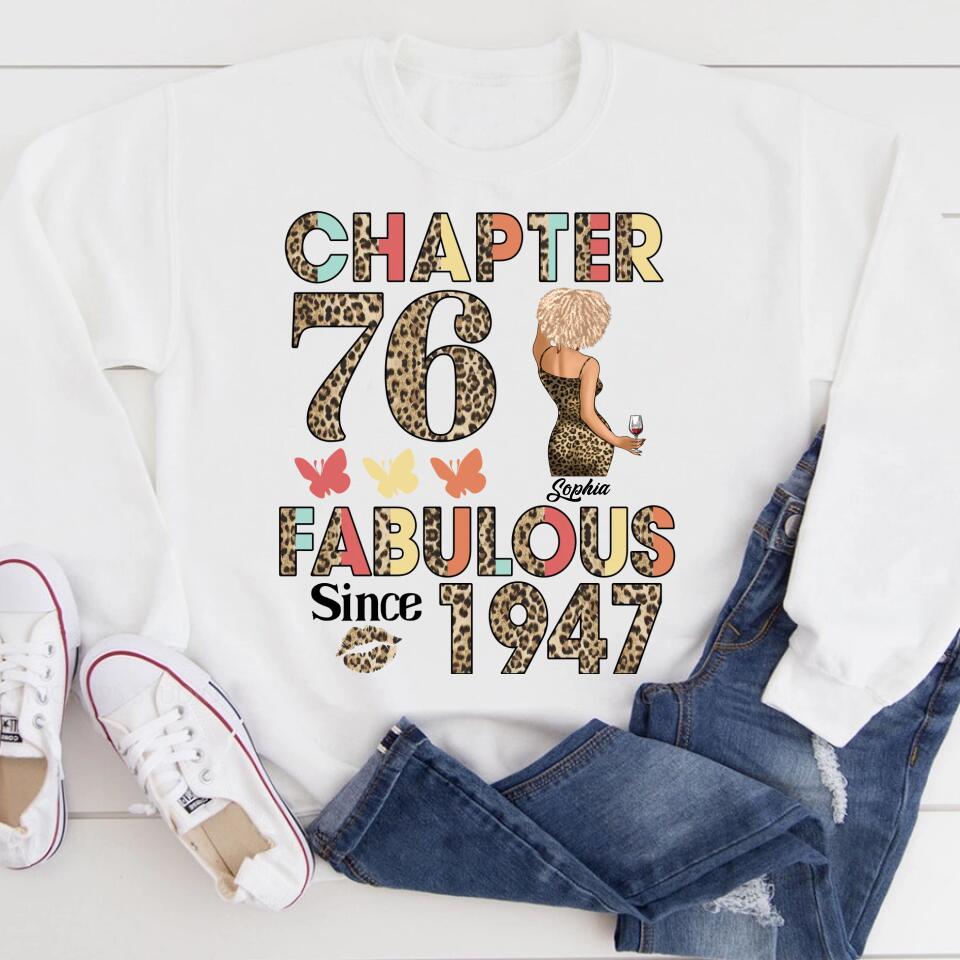 Chapter 76, Fabulous Since 1947 76th Birthday Unique T Shirt For Woman, Custom Birthday Shirt, Her Gifts For 76 Years Old , Turning 76 Birthday Cotton Shirt