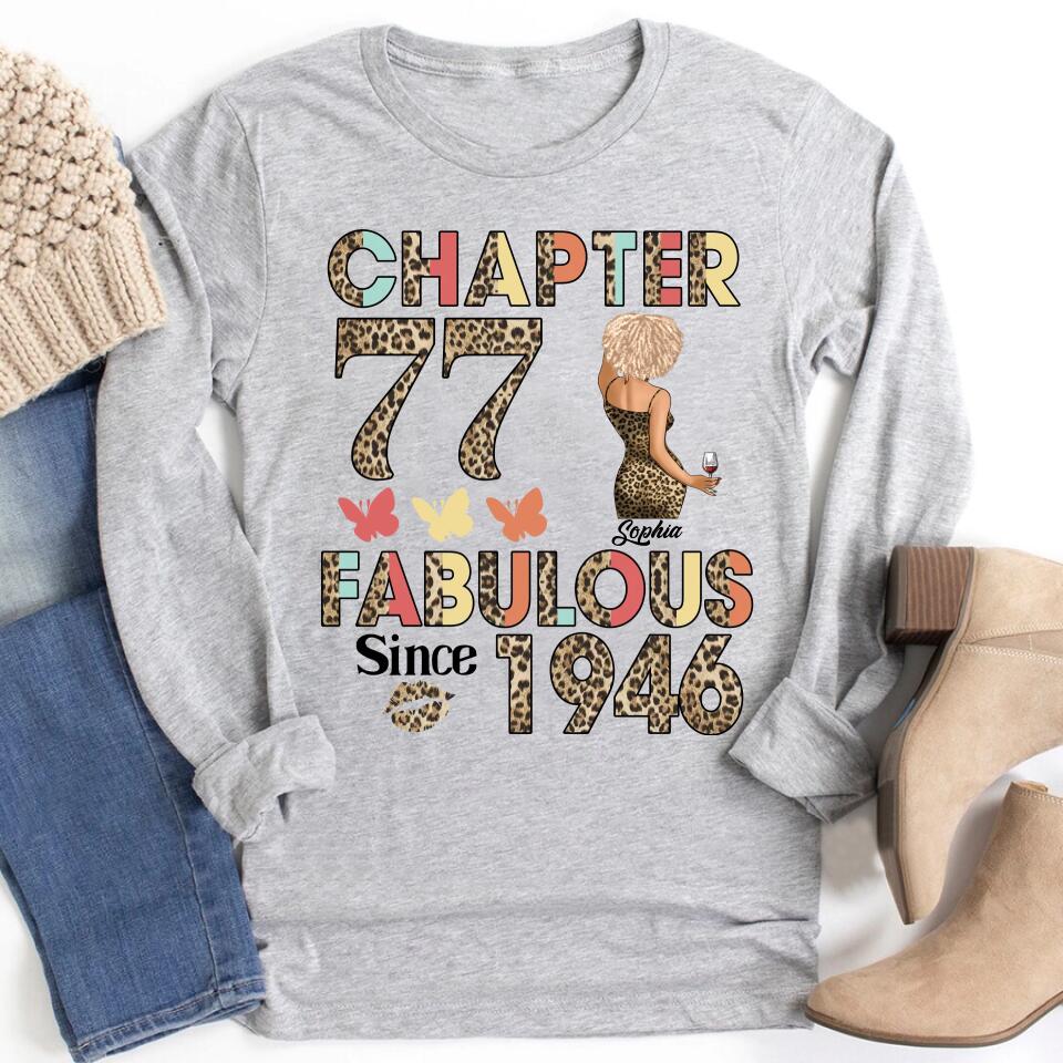 Chapter 77, Fabulous Since 1946 77th Birthday Unique T Shirt For Woman, Custom Birthday Shirt, Her Gifts For 77 Years Old , Turning 77 Birthday Cotton Shirt