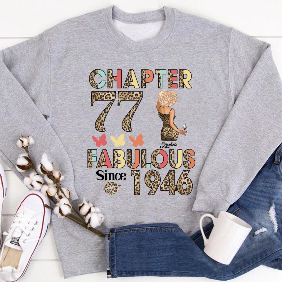 Chapter 77, Fabulous Since 1946 77th Birthday Unique T Shirt For Woman, Custom Birthday Shirt, Her Gifts For 77 Years Old , Turning 77 Birthday Cotton Shirt
