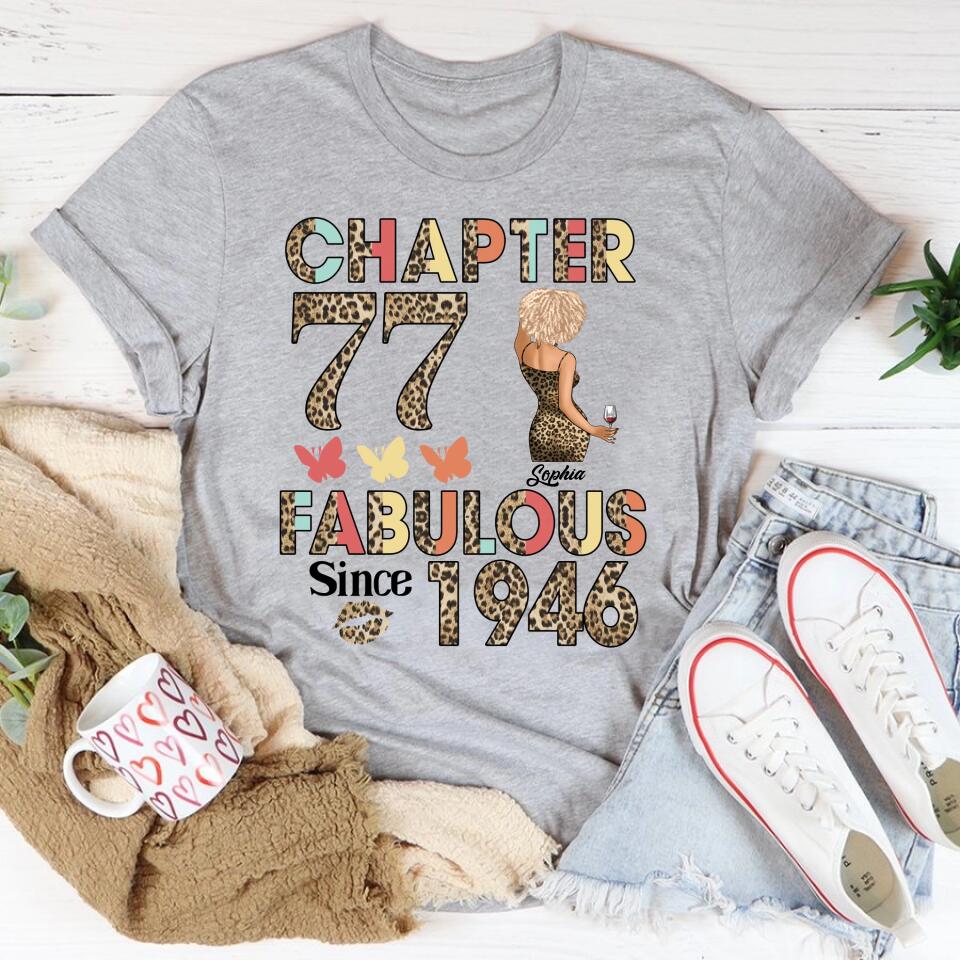 Chapter 77, Fabulous Since 1946 77th Birthday Unique T Shirt For Woman, Custom Birthday Shirt, Her Gifts For 77 Years Old , Turning 77 Birthday Cotton Shirt