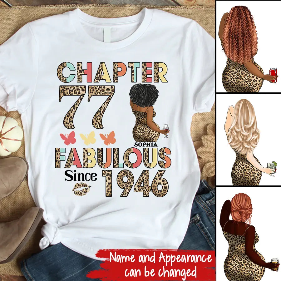 Chapter 77, Fabulous Since 1946 77th Birthday Unique T Shirt For Woman, Custom Birthday Shirt, Her Gifts For 77 Years Old , Turning 77 Birthday Cotton Shirt