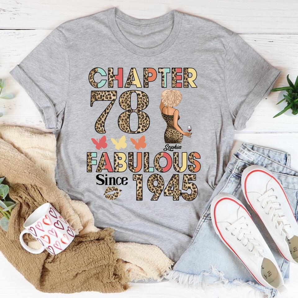 Chapter 78, Fabulous Since 1945 78th Birthday Unique T Shirt For Woman, Custom Birthday Shirt, Her Gifts For 78 Years Old , Turning 78 Birthday Cotton Shirt