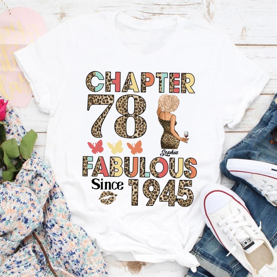 Chapter 78, Fabulous Since 1945 78th Birthday Unique T Shirt For Woman, Custom Birthday Shirt, Her Gifts For 78 Years Old , Turning 78 Birthday Cotton Shirt