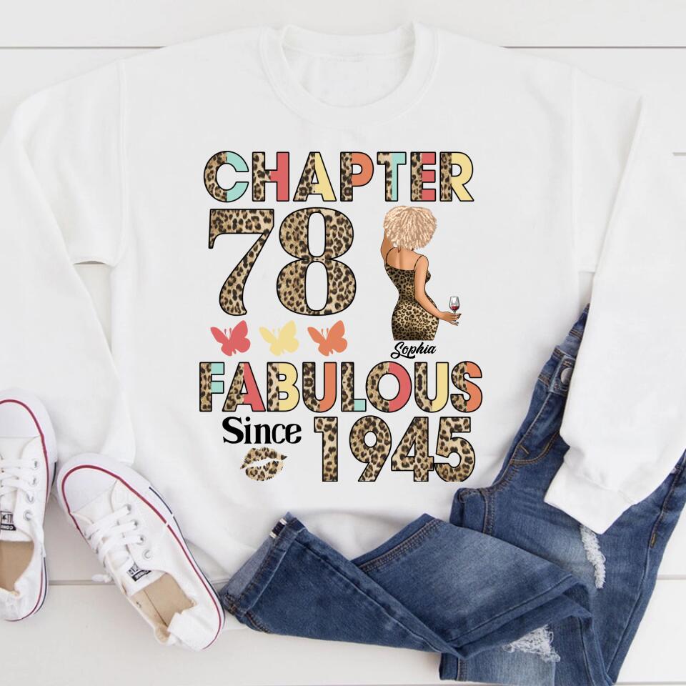 Chapter 78, Fabulous Since 1945 78th Birthday Unique T Shirt For Woman, Custom Birthday Shirt, Her Gifts For 78 Years Old , Turning 78 Birthday Cotton Shirt