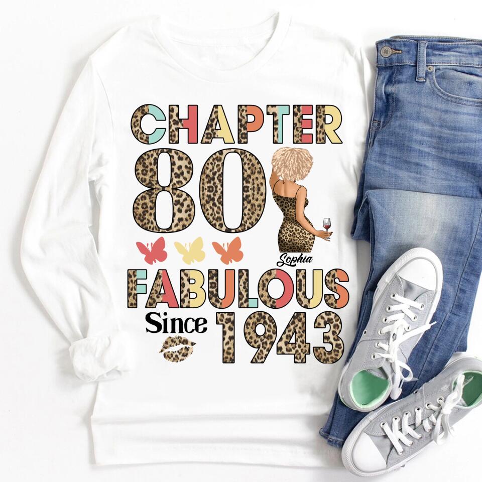 Chapter 80, Fabulous Since 1943 80th Birthday Unique T Shirt For Woman, Custom Birthday Shirt, Her Gifts For 80 Years Old , Turning 80 Birthday Cotton Shirt