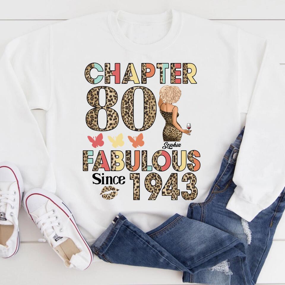 Chapter 80, Fabulous Since 1943 80th Birthday Unique T Shirt For Woman, Custom Birthday Shirt, Her Gifts For 80 Years Old , Turning 80 Birthday Cotton Shirt