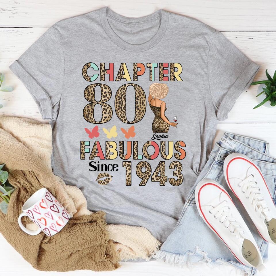 Chapter 80, Fabulous Since 1943 80th Birthday Unique T Shirt For Woman, Custom Birthday Shirt, Her Gifts For 80 Years Old , Turning 80 Birthday Cotton Shirt