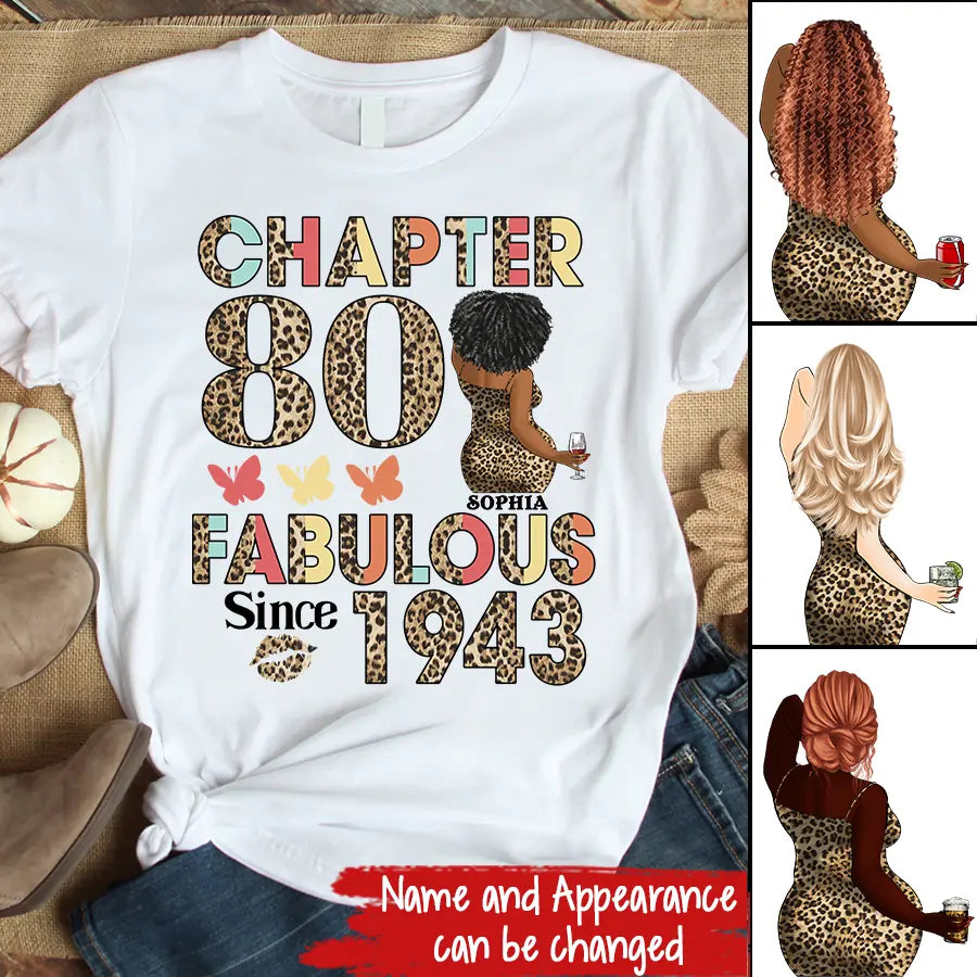 Chapter 80, Fabulous Since 1943 80th Birthday Unique T Shirt For Woman, Custom Birthday Shirt, Her Gifts For 80 Years Old , Turning 80 Birthday Cotton Shirt