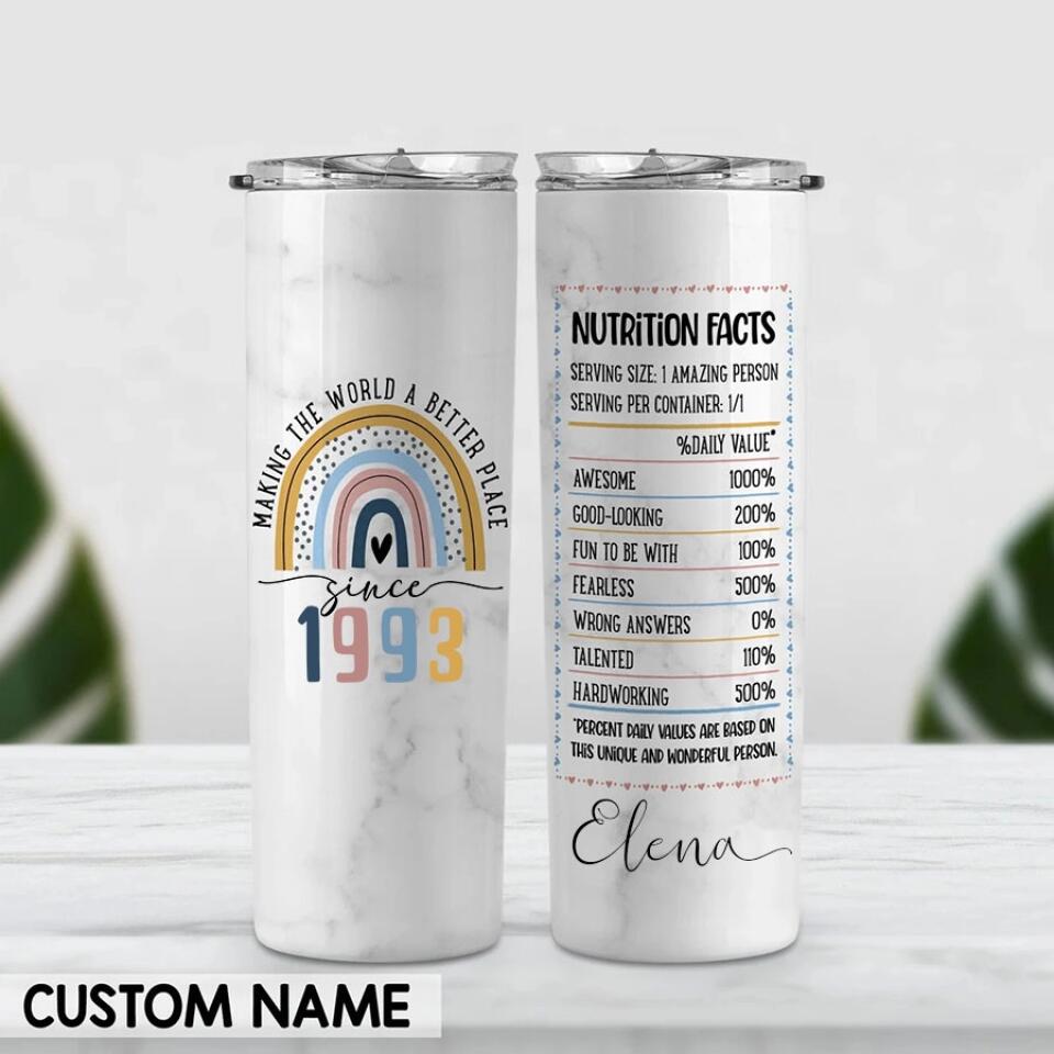 Personalized Skinny Tumbler - 30th Birthday Tumbler, Personalized 30th Birthday Gifts, Gifts For Women Turning 30, 30 And Fabulous