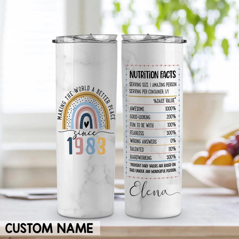 Personalized Skinny Tumbler - 40th Birthday Tumbler, Personalized 40th Birthday Gifts, Gifts For Women Turning 40, 40 And Fabulous