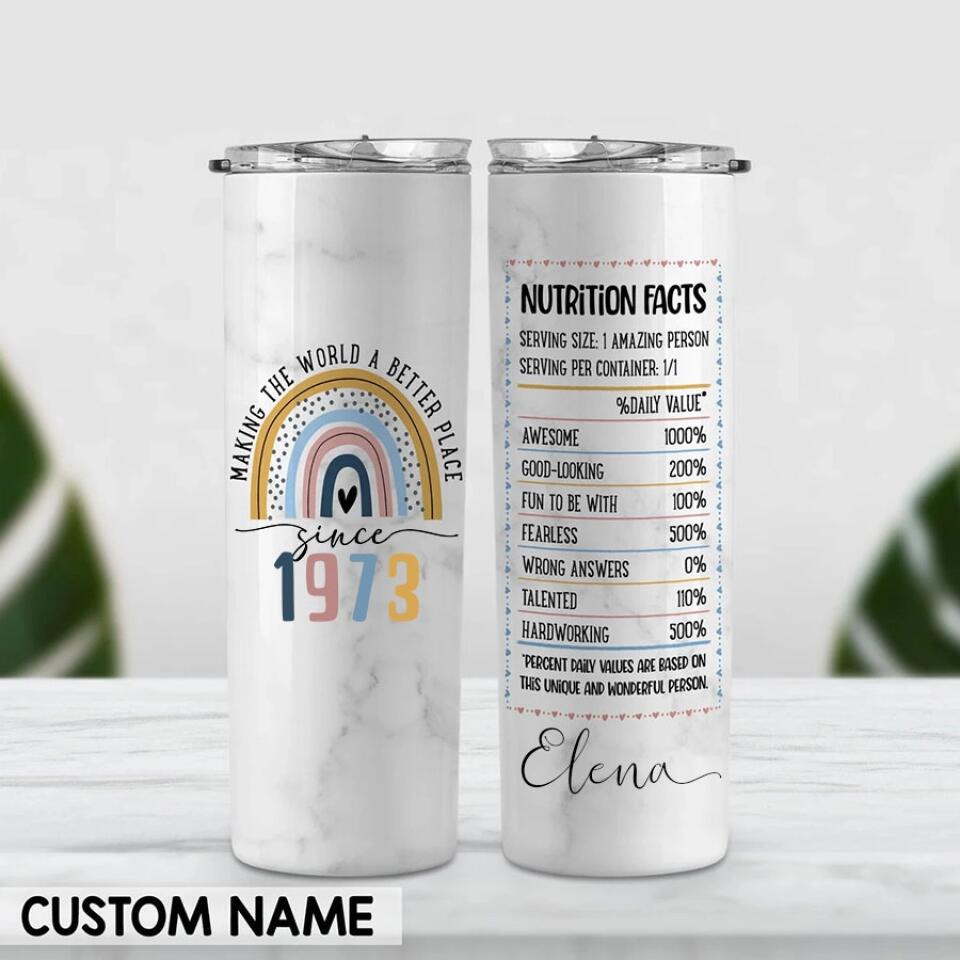 Personalized Skinny Tumbler - 50th Birthday Tumbler, Personalized 50th Birthday Gifts, Gifts For Women Turning 50, 50 And Fabulous