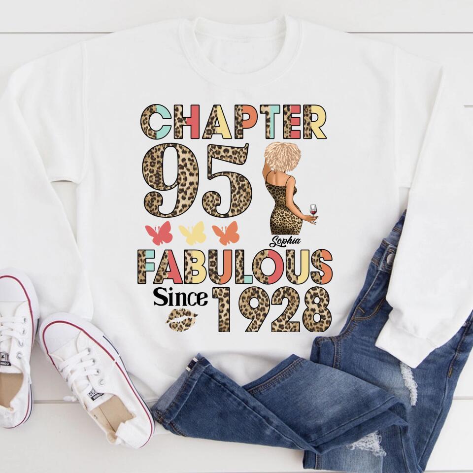 Chapter 95, Fabulous Since 1928 95th Birthday Unique T Shirt For Woman, Custom Birthday Shirt, Her Gifts For 95 Years Old , Turning 95 Birthday Cotton Shirt