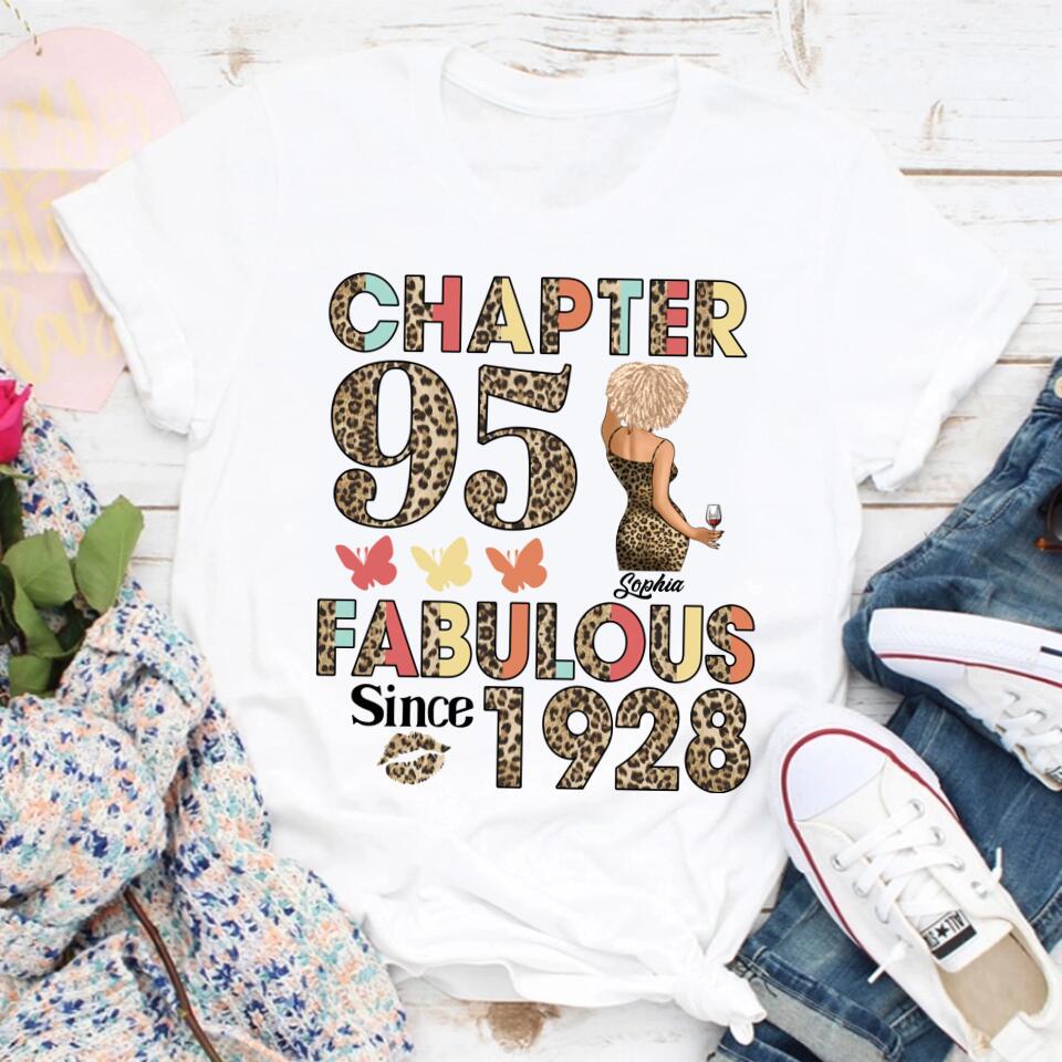 Chapter 95, Fabulous Since 1928 95th Birthday Unique T Shirt For Woman, Custom Birthday Shirt, Her Gifts For 95 Years Old , Turning 95 Birthday Cotton Shirt