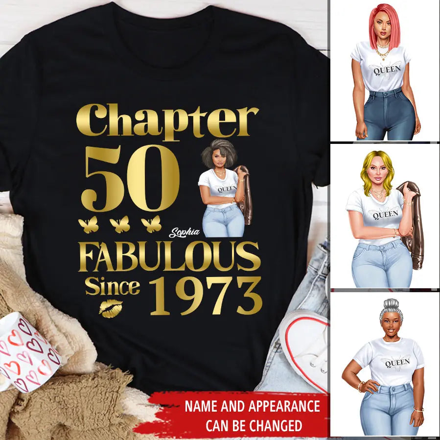 50th Birthday Shirts, Custom Birthday Shirts, Turning 50 Shirt, Gifts For Women Turning 50, 50 And Fabulous Shirt, 1973 Shirt, 50th Birthday Shirts For Her