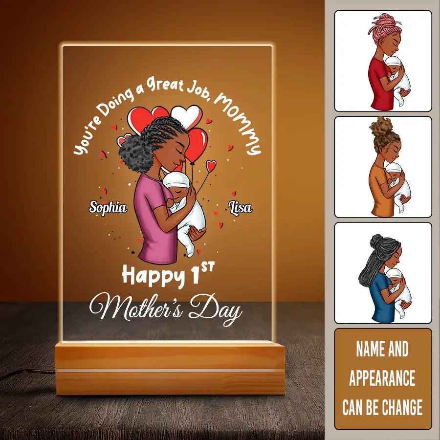 Gifts for first time mothers, Personalized 3D LED Light Wooden Base - Loving, first mothers day gift ideas For Newborn Mom