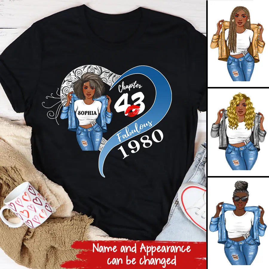 43rd Birthday Shirts, Custom Birthday Shirts, Turning 43 Shirt, Gifts For Women Turning 43, 43 And Fabulous Shirt, 1980 Shirt, 43 Birthday Shirts For Her
