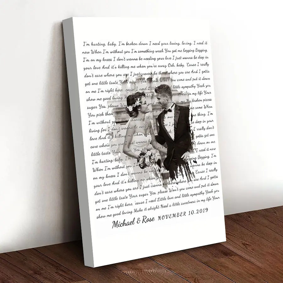 Personalized Song Lyrics Poster With Photo Custom Canvas Prints Couples Gifts For Him And Her Print Canvas Art