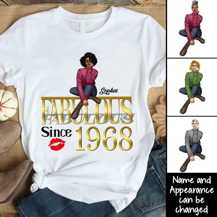55th birthday shirts for her, Personalised 55th birthday gifts, 1968 t shirt, 55 and fabulous shirt, 55th birthday shirt ideas, gift ideas 55th birthday woman