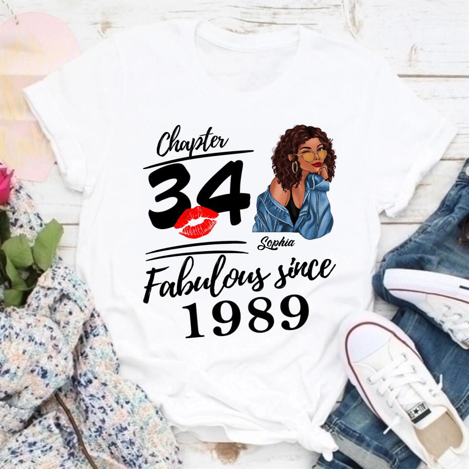 34th Birthday Shirts For Her, Personalised 34th Birthday Gifts, 1989 T Shirt, 34 And Fabulous Shirt, 34th Birthday Shirt Ideas, Gift Ideas 34th Birthday Woman