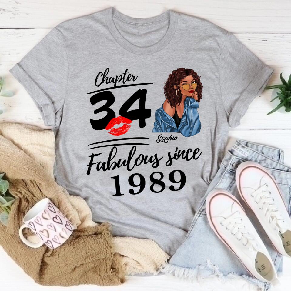 34th Birthday Shirts For Her, Personalised 34th Birthday Gifts, 1989 T Shirt, 34 And Fabulous Shirt, 34th Birthday Shirt Ideas, Gift Ideas 34th Birthday Woman