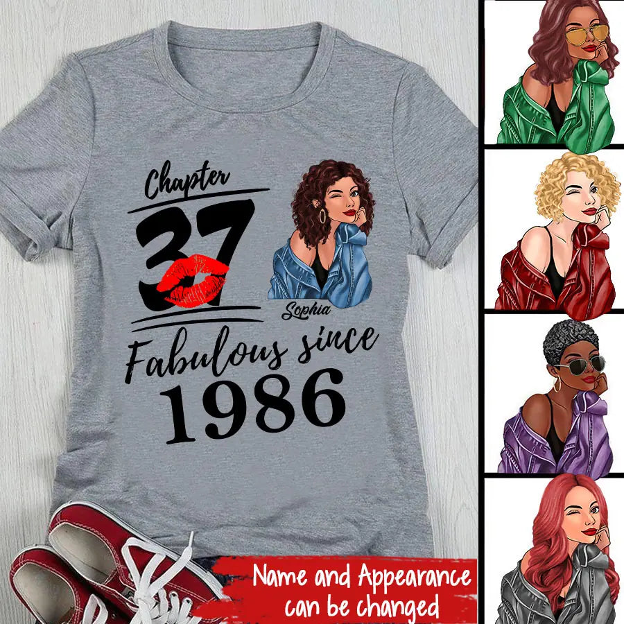 37th Birthday Shirts For Her, Personalised 37th Birthday Gifts, 1986 T Shirt, 37 And Fabulous Shirt, 37th Birthday Shirt Ideas, Gift Ideas 37th Birthday Woman