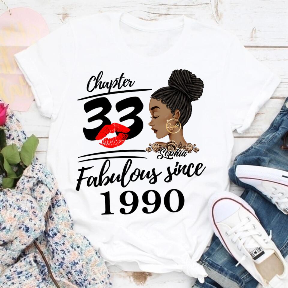 33rd Birthday Shirts, Custom Birthday Shirts, Turning 33 Shirt, Gifts For Women Turning 33, 33 And Fabulous Shirt, 1990 Shirt, 33rd Birthday Shirts For Her